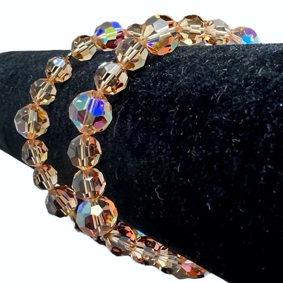 TOPAZ AURORA BOREALIS FACETED CRYSTAL BRACELETS - SET OF 2 - Picture 1 of 12